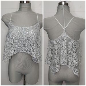 Free People sequin lace cropped tank top size XS
